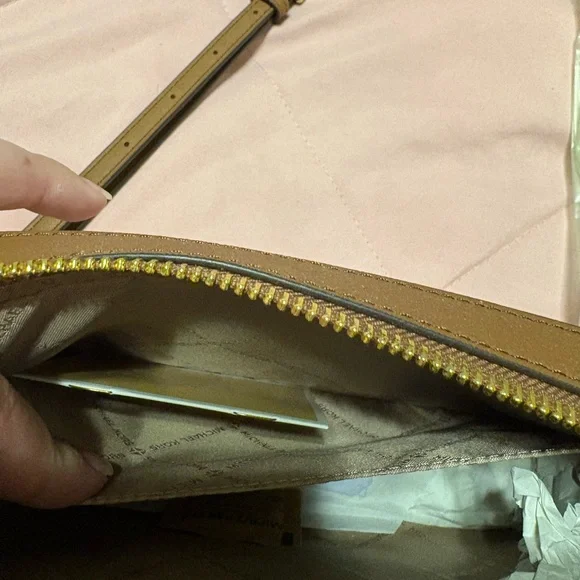 Michael Kors White and Brown Crossbody Bag with Gold-Tone Hardware - Picture 5 of 10